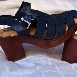 Born Dark Blue Leather Strappy Sandals